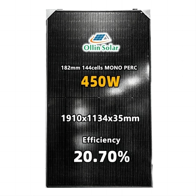 پانل های خورشیدی تک کریستالی تمام مشکی 440W 445W 450W 455W 460W پنل های خورشیدی نیمه سلولی کیت پنل خورشیدی برای خانه ها