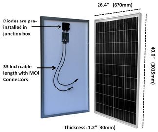 TTP Backsheet پانل های خورشیدی سیلیکون مسکونی 100 وات 3.2mm شیشه ای خاردار